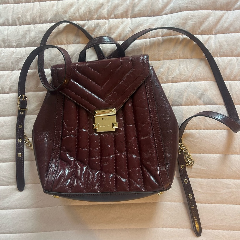 Michael Kors Whitney Medium Backpack Quilted Leather Oxblood